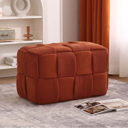 Contemporary Velvet Solid Wood Backless Chair — Dirty Orange