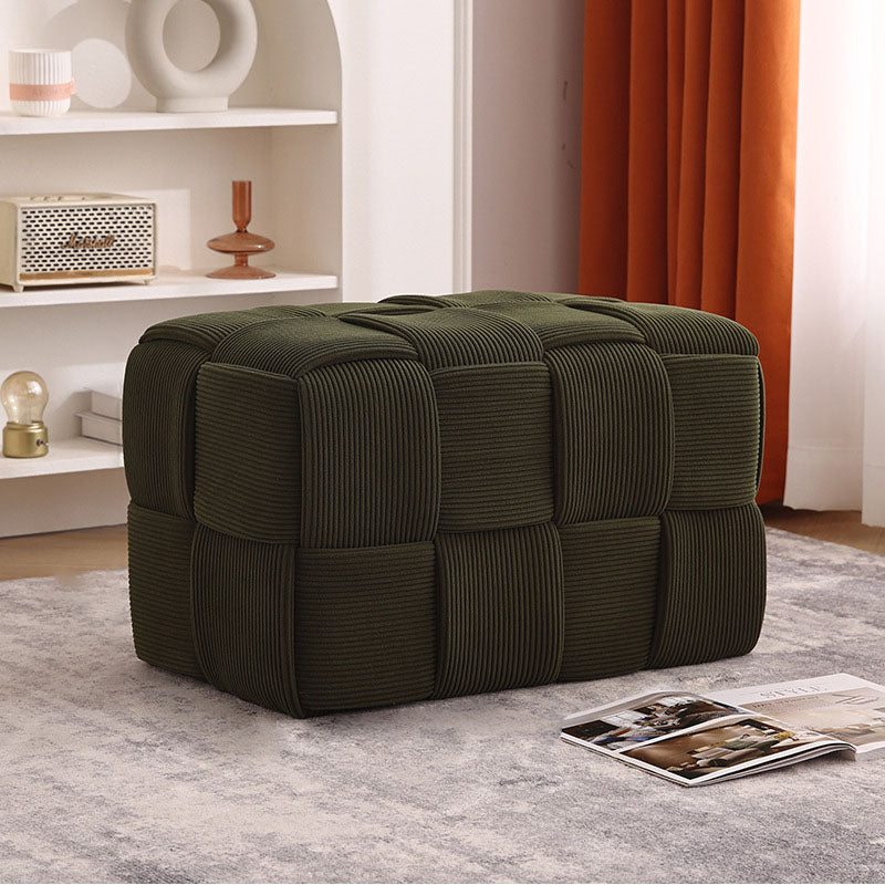 Contemporary Velvet Solid Wood Backless Chair — Gray Lake Green