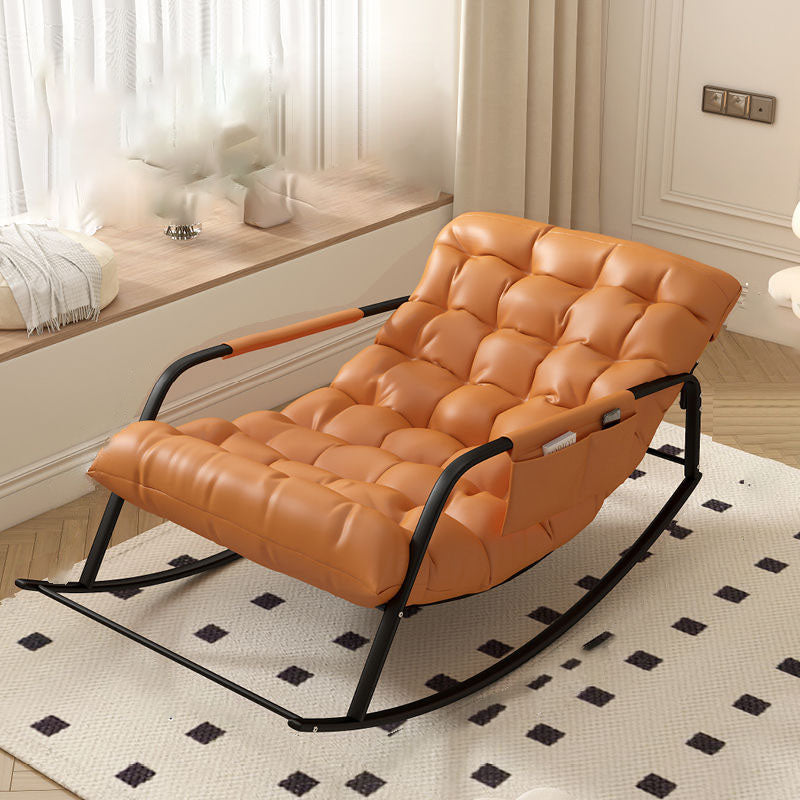 Minimalist Iron Leather Cotton Recliner — A / Green