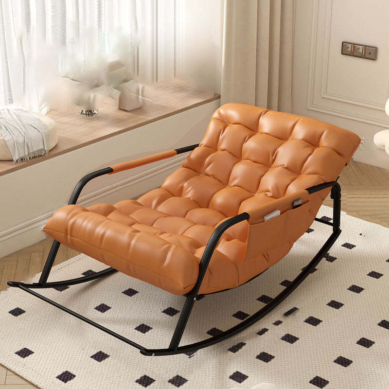 Minimalist Iron Leather Cotton Recliner — A / Green