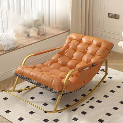 Minimalist Iron Leather Cotton Recliner — B / White