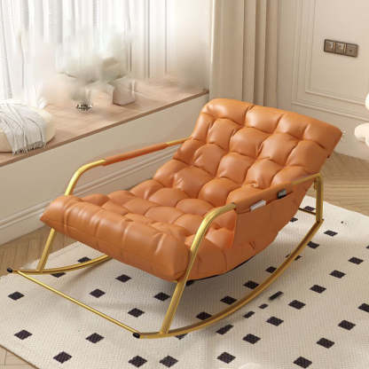 Minimalist Iron Leather Cotton Recliner — B / Orange