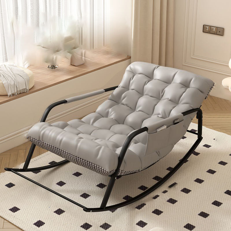 Minimalist Iron Leather Cotton Recliner — B / Light Grey