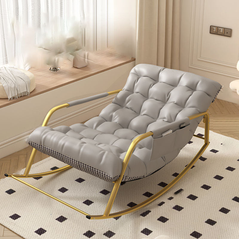 Minimalist Iron Leather Cotton Recliner — B / Green