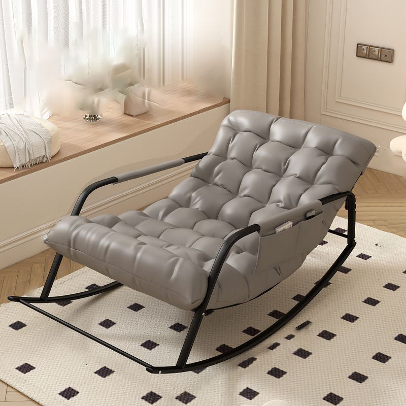 Minimalist Iron Leather Cotton Recliner — C / Light Grey