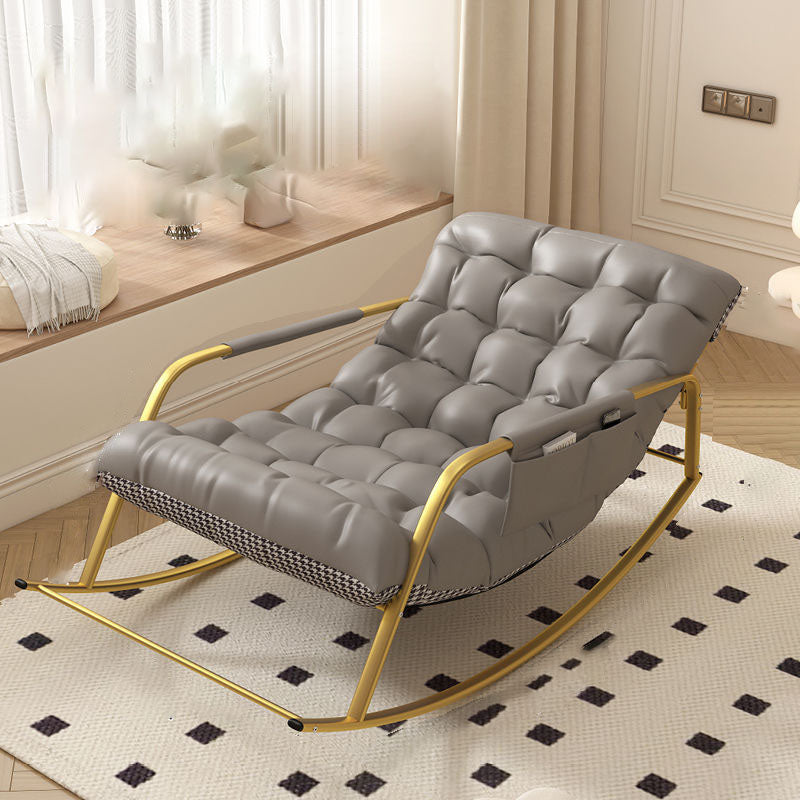 Minimalist Iron Leather Cotton Recliner — C / Deep Grey
