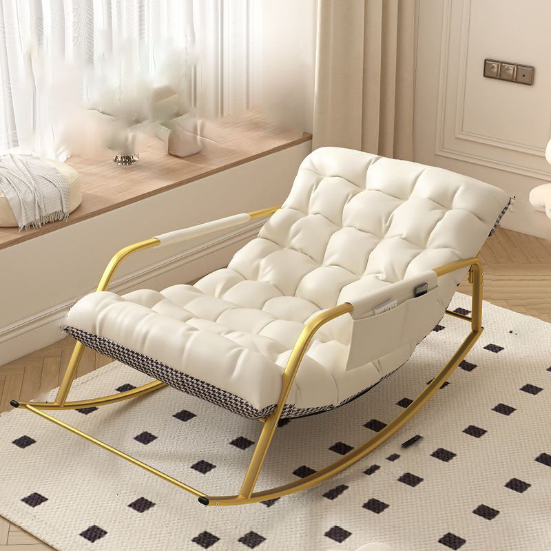 Minimalist Iron Leather Cotton Recliner — A / Light Grey