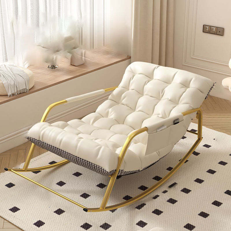 Minimalist Iron Leather Cotton Recliner — A / Light Grey