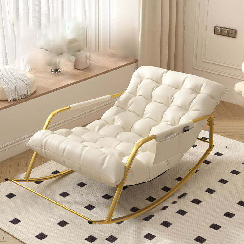 Minimalist Iron Leather Cotton Recliner — A / Deep Grey