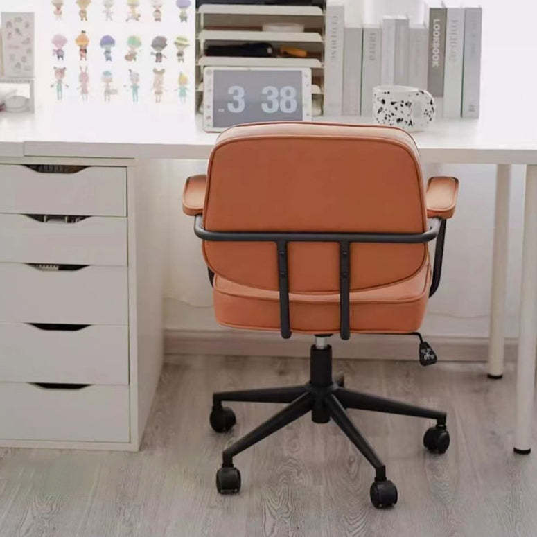 Minimalist Leather Nylon Desk Armchair — B / Grey