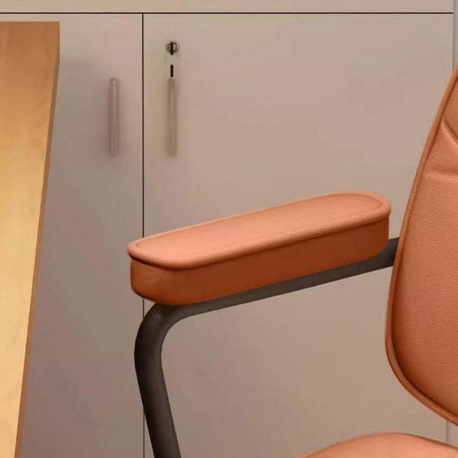 Minimalist Leather Nylon Desk Armchair — B / White