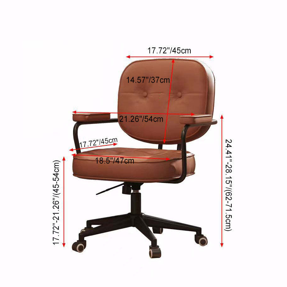 Minimalist Leather Nylon Desk Armchair — B / Brown