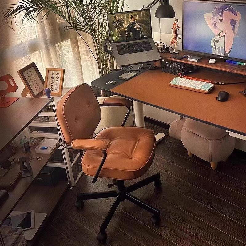 Minimalist Leather Nylon Desk Armchair