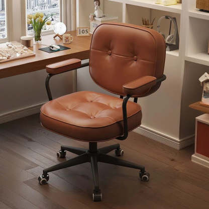 Minimalist Leather Nylon Desk Armchair — A / Brown