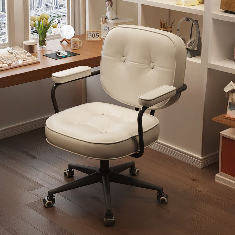 Minimalist Leather Nylon Desk Armchair — A / White