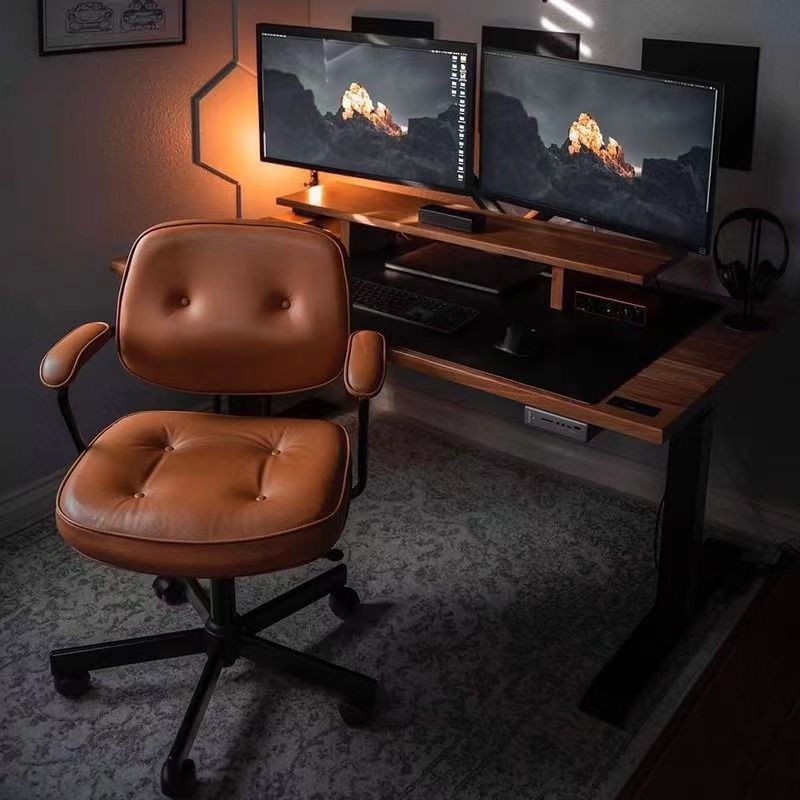 Minimalist Leather Nylon Desk Armchair