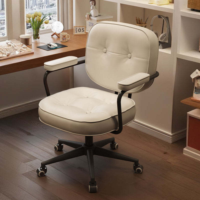 Minimalist Leather Nylon Desk Armchair — A / White