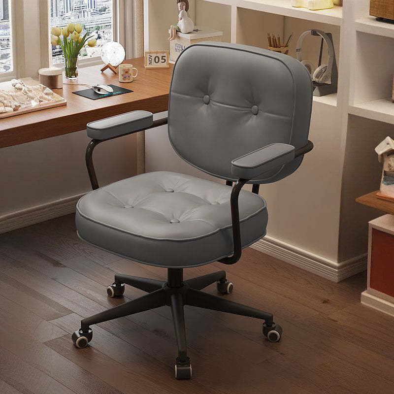 Minimalist Leather Nylon Desk Armchair — A / Grey