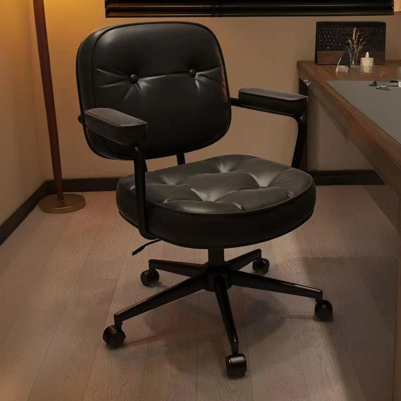 Minimalist Leather Nylon Desk Armchair — A / Black