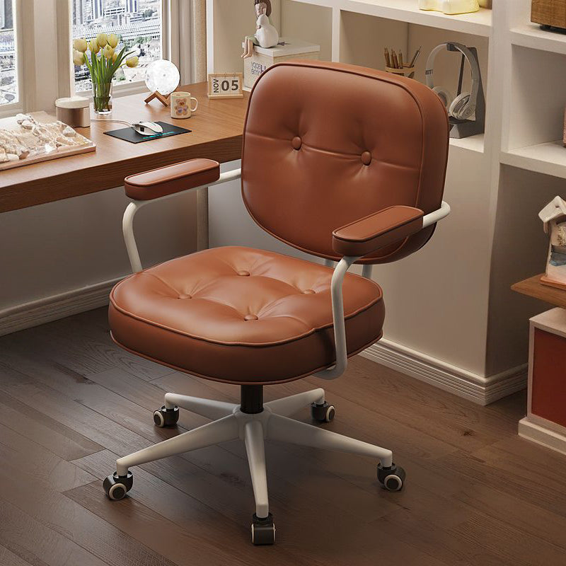 Minimalist Leather Nylon Desk Armchair — B / Black