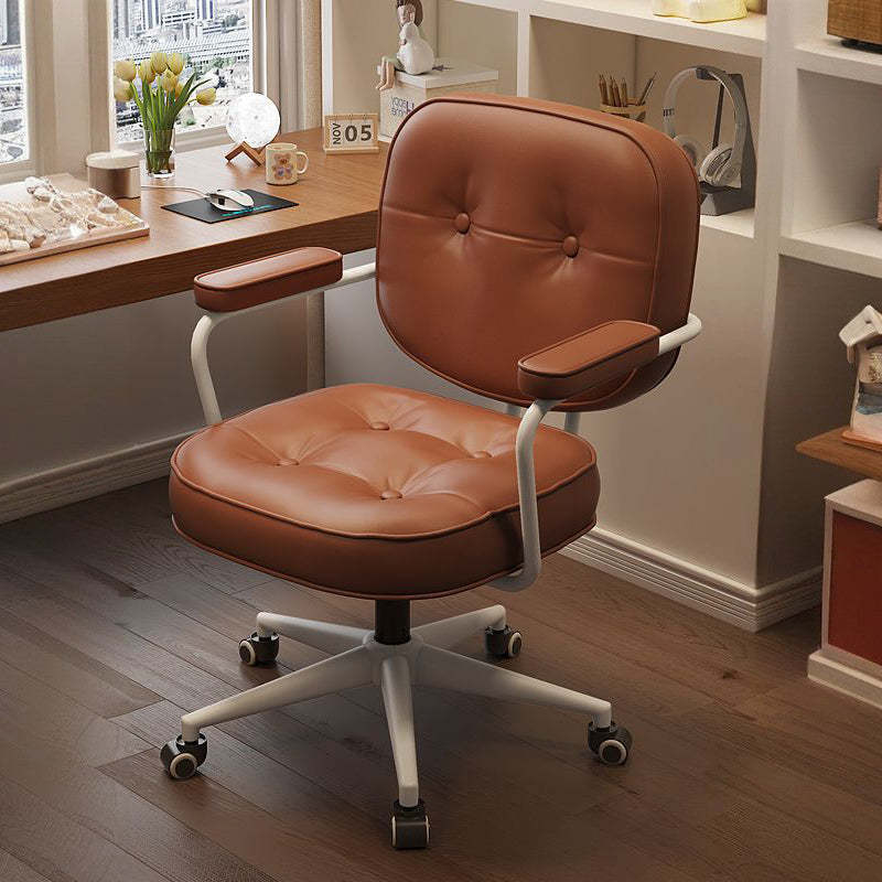 Minimalist Leather Nylon Desk Armchair — B / Black