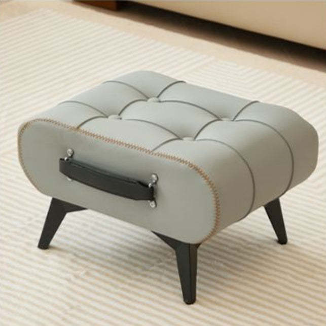 Minimalist decor home footstools in leather — Gray