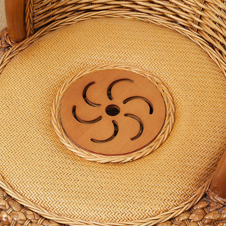Minimalist Rattan Wood Round Chair