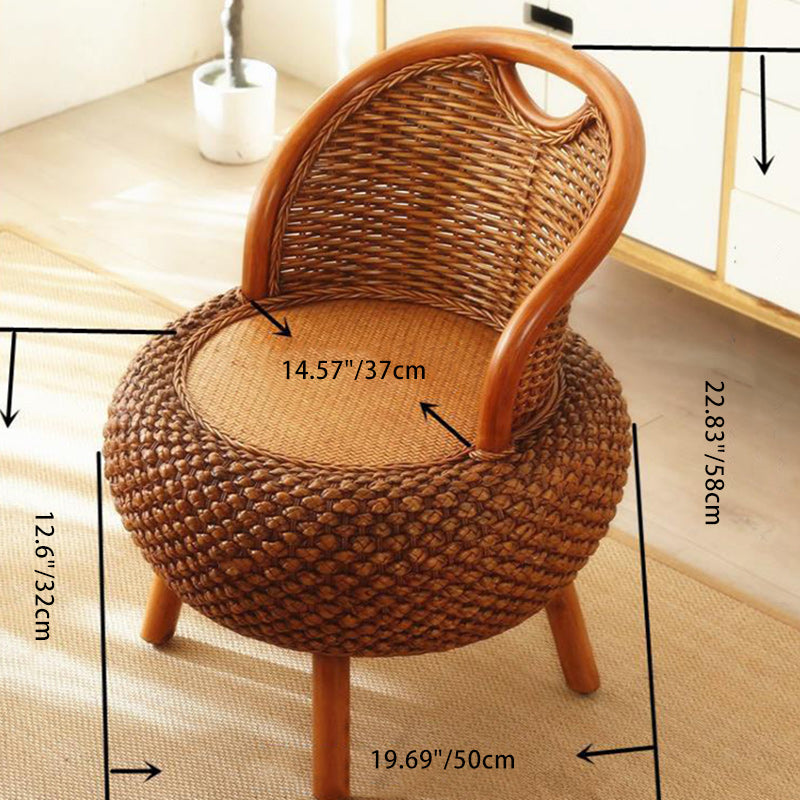Minimalist Rattan Wood Round Chair