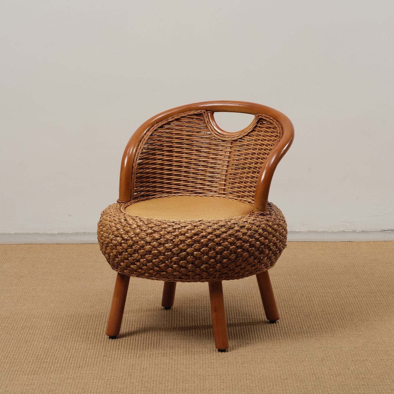 Minimalist Rattan Wood Round Chair — B