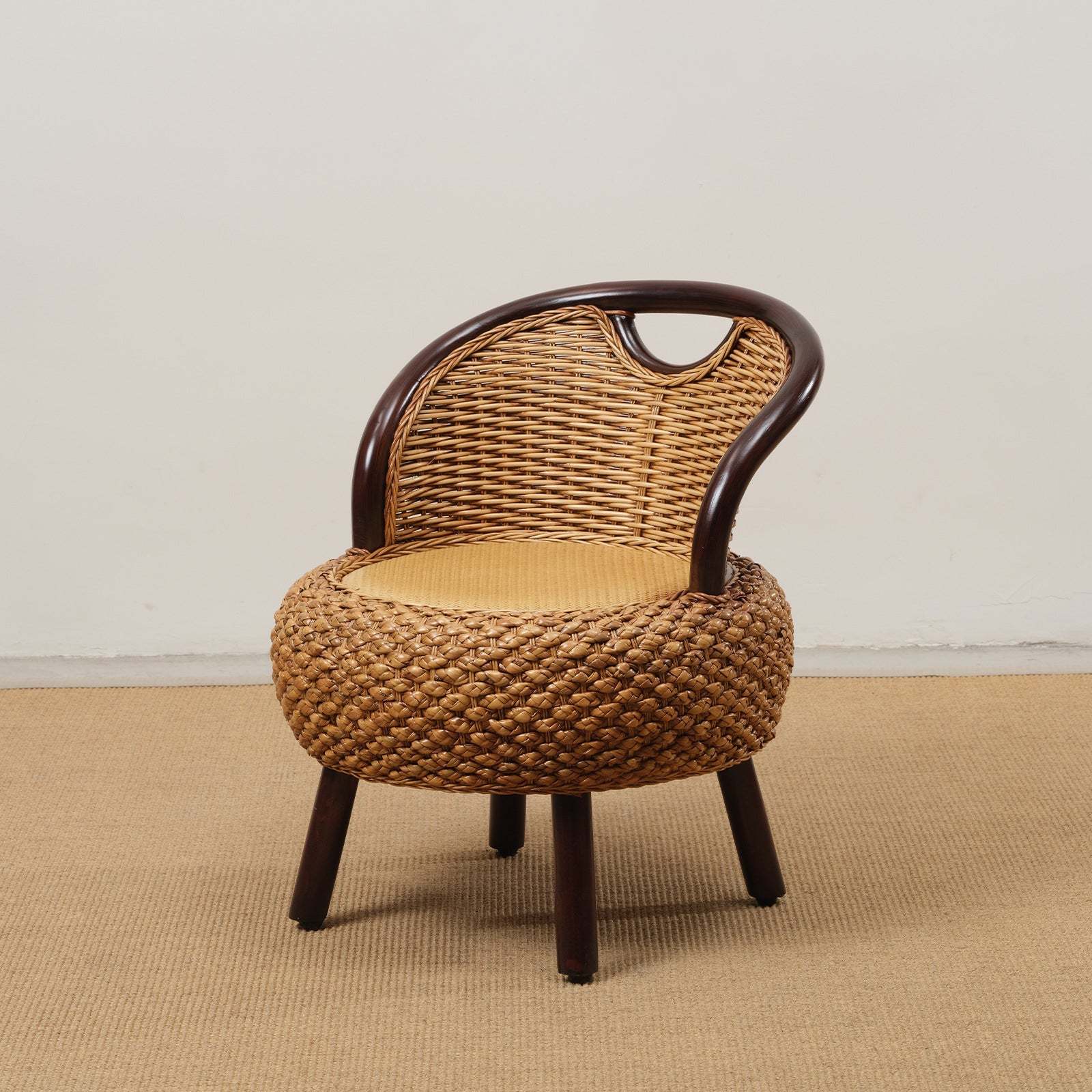Minimalist Rattan Wood Round Chair — C