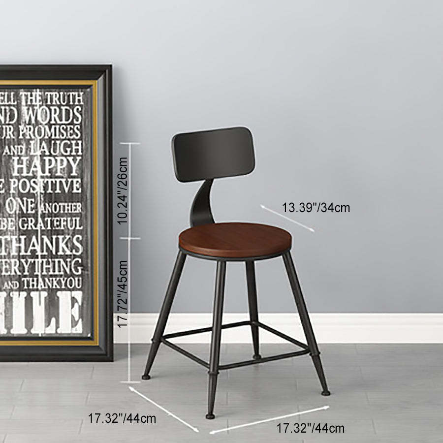 Minimalist Iron Wood Leather Bar Stool