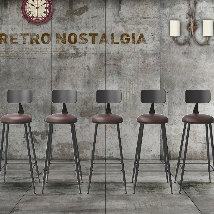 Industrial Faux Leather Bar Stool