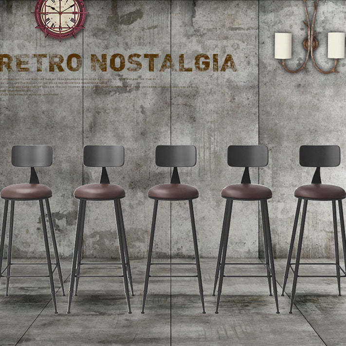 Industrial Faux Leather Bar Stool
