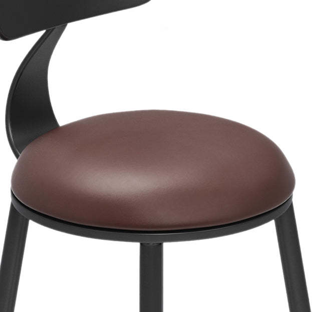 Minimalist Iron Wood Leather Bar Stool