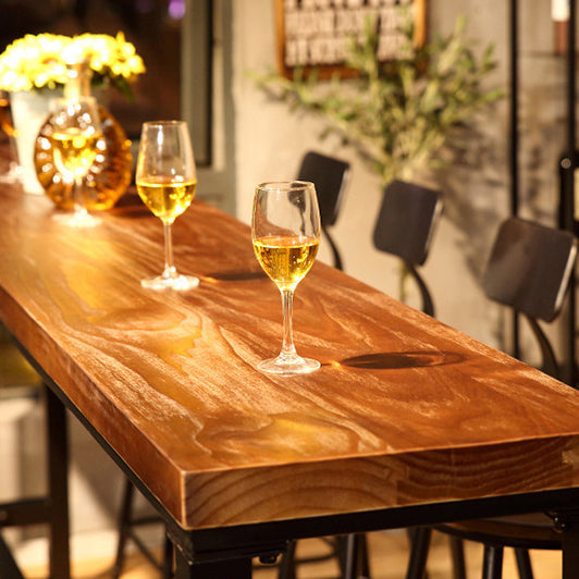 Minimalist Iron Wood Leather Bar Stool