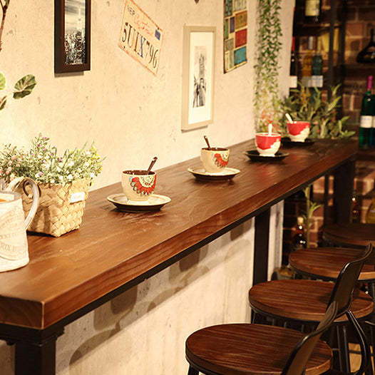 Minimalist Iron Wood Leather Bar Stool
