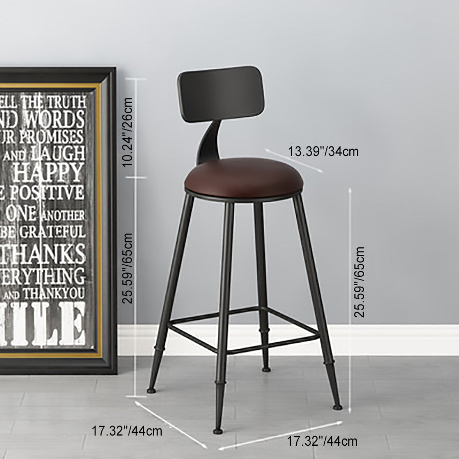 Minimalist Iron Wood Leather Bar Stool