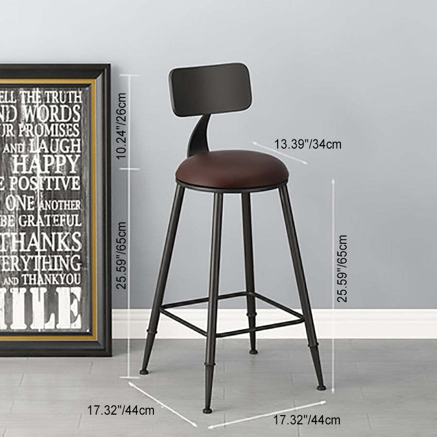 Minimalist Iron Wood Leather Bar Stool