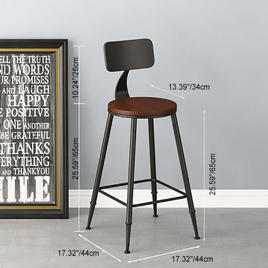 Minimalist Iron Wood Leather Bar Stool