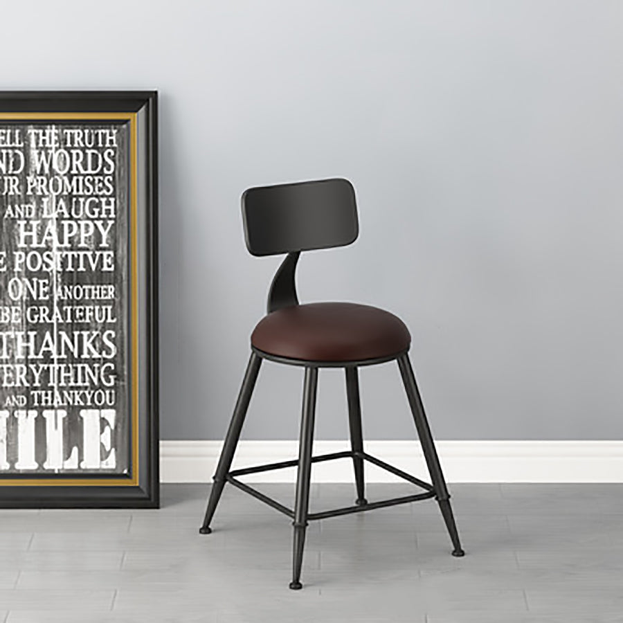 Minimalist Iron Wood Leather Bar Stool