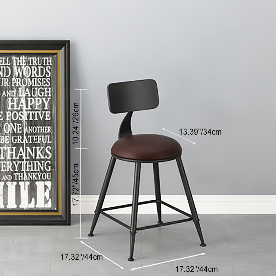 Minimalist Iron Wood Leather Bar Stool