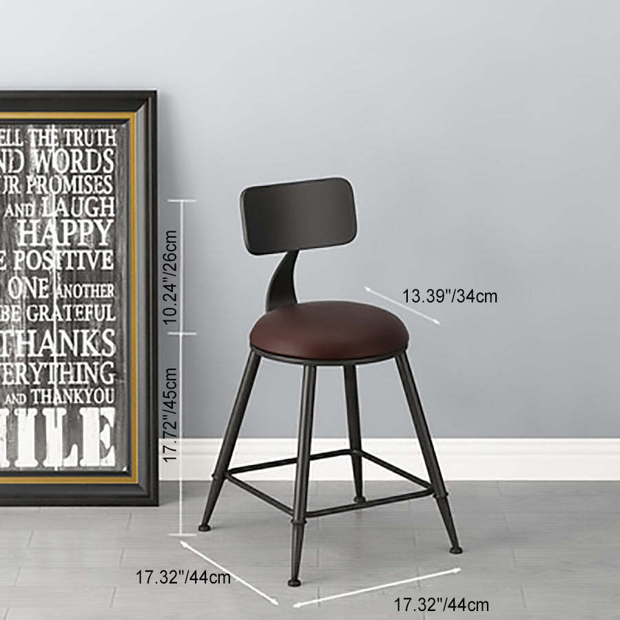Minimalist Iron Wood Leather Bar Stool