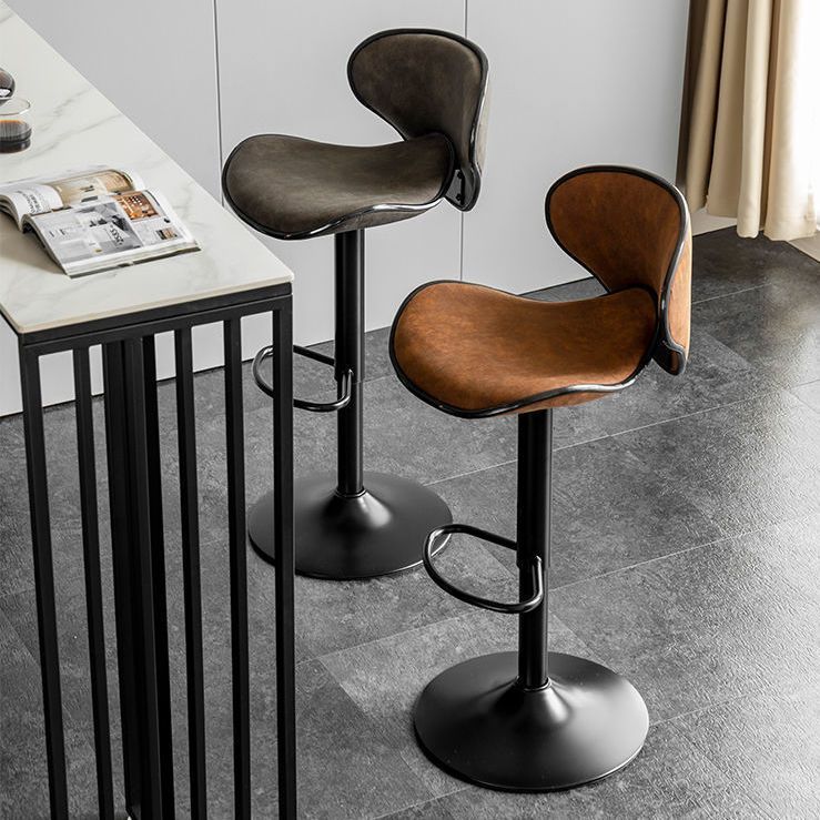 Minimalist Fabric Iron Curved Bar Stool