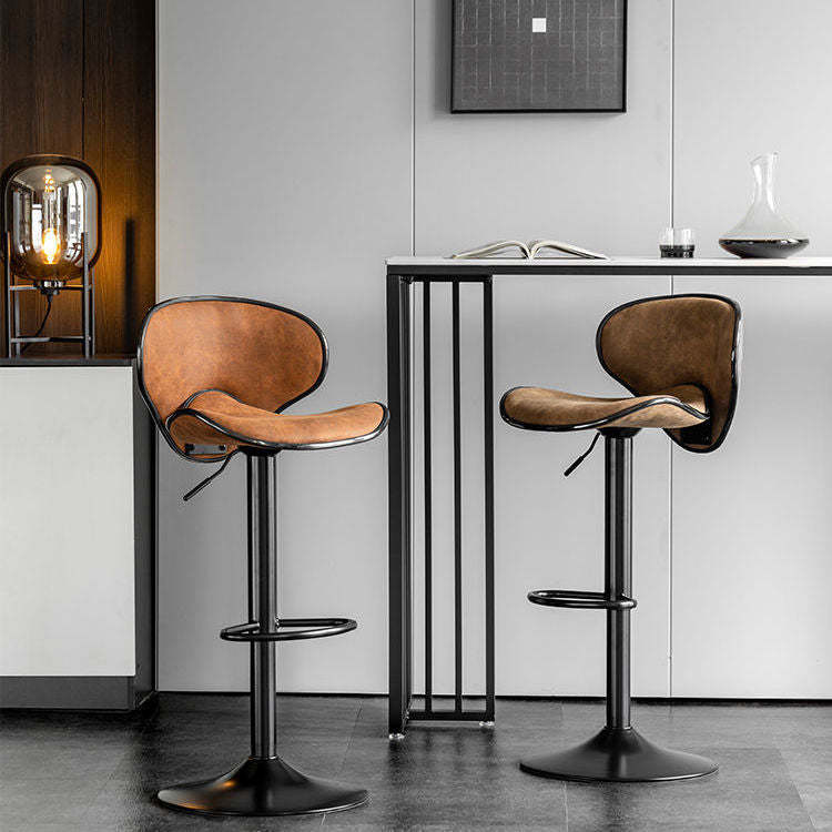 Minimalist Fabric Iron Curved Bar Stool
