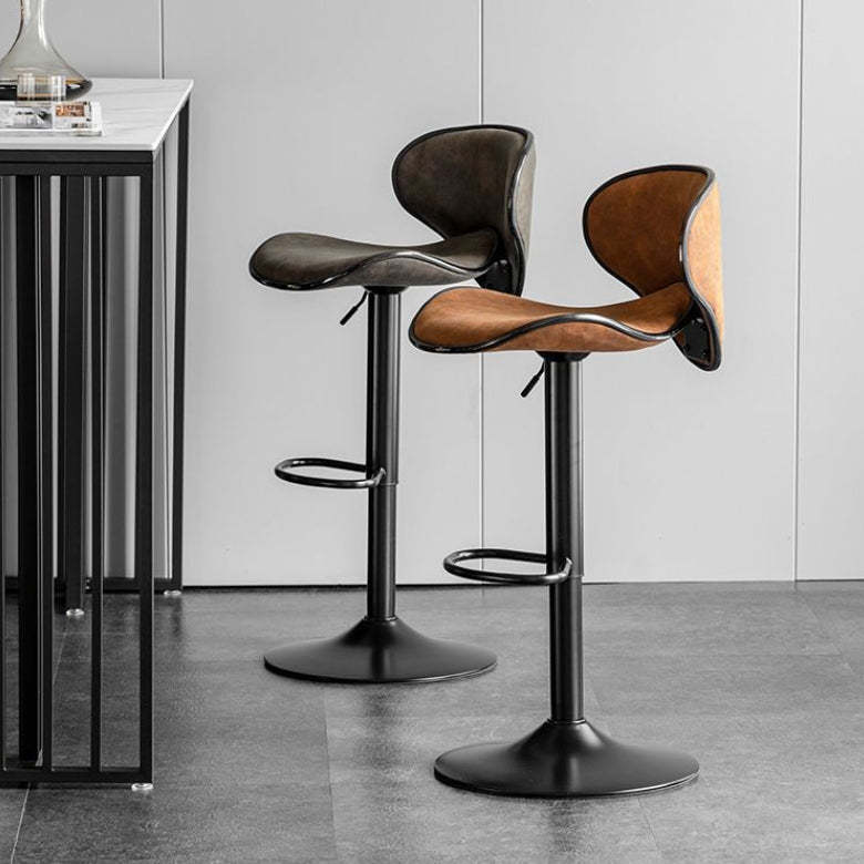 Minimalist Fabric Iron Curved Bar Stool