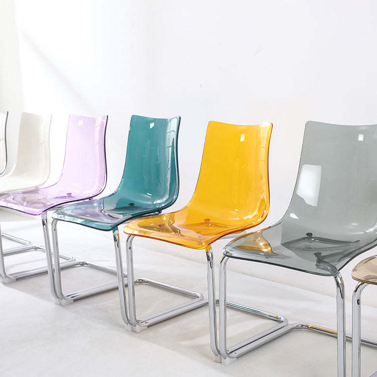 Minimalist Plastic Metal Curved Dining Chair