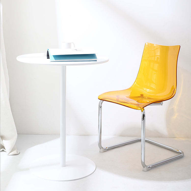 Minimalist Plastic Metal Curved Dining Chair