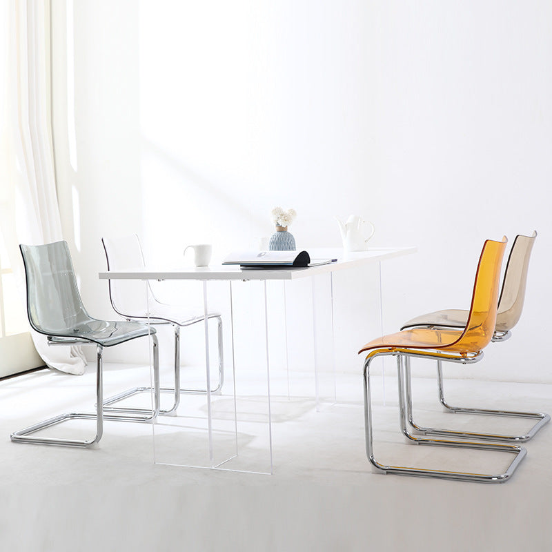 Minimalist Plastic Metal Curved Dining Chair