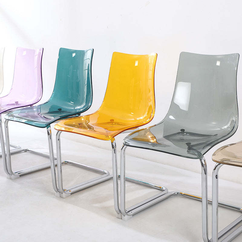 Minimalist Plastic Metal Curved Dining Chair