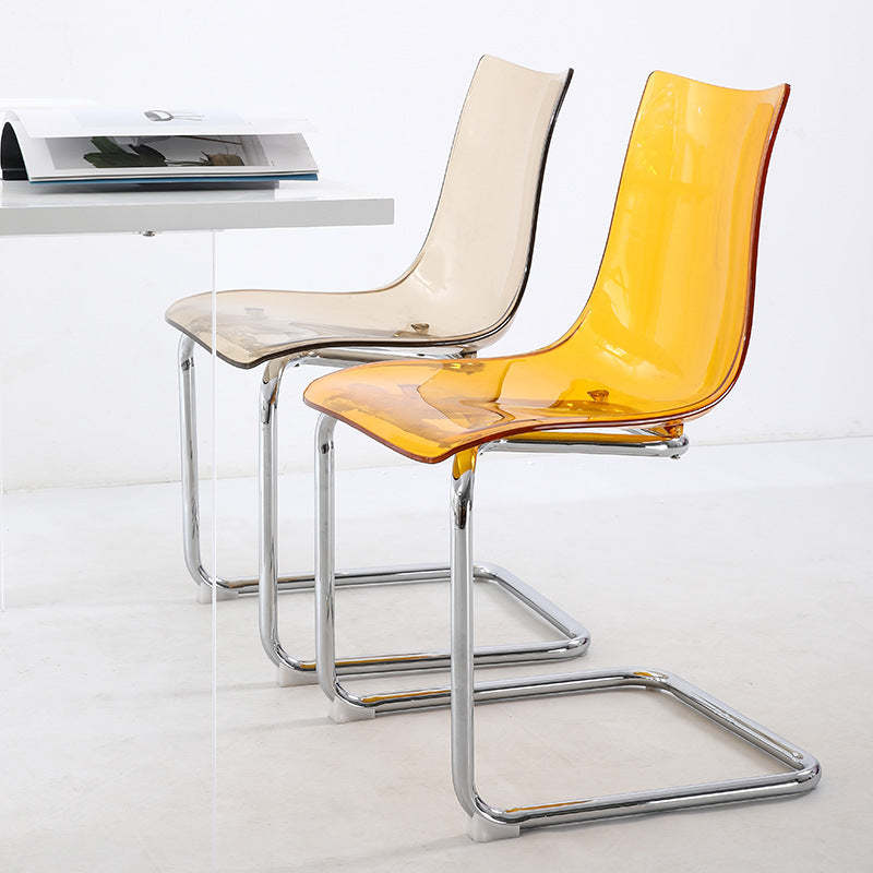 Minimalist Plastic Metal Curved Dining Chair
